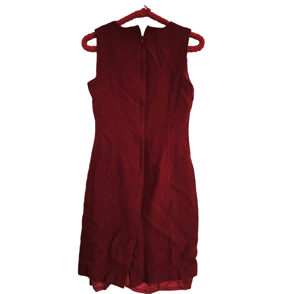 Ann Taylor‎ Red Textured Wool Blend Sheath Dress Size 8 Sleeveless Casual